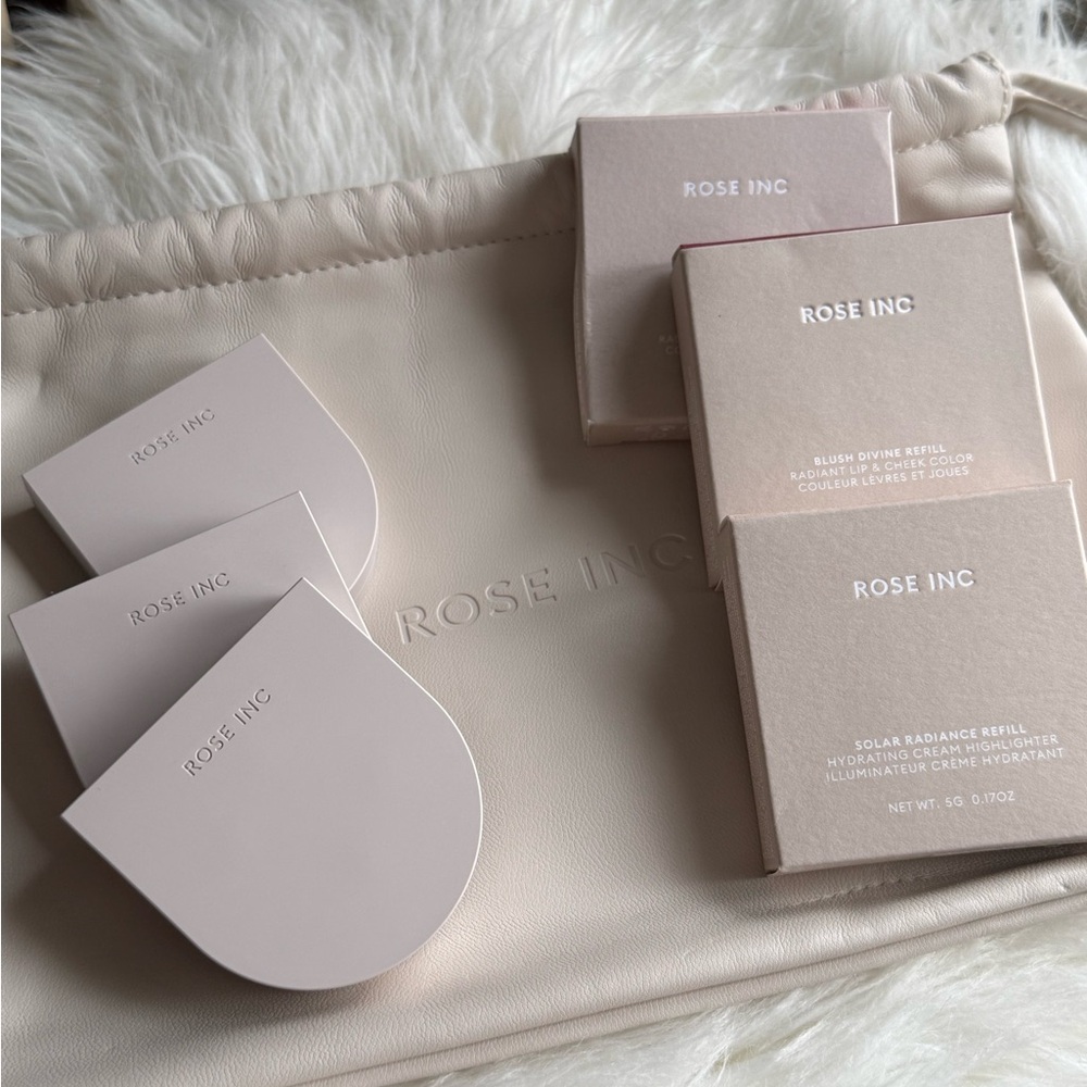 Rose Inc Blush and Highlighter Set with Pouch